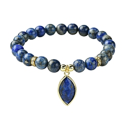 Lapislazuli Natürliche Lapislazuli Stretch-Armbänder, mit Pferdeaugencharme, Innendurchmesser: 2-1/8 Zoll (5.35 cm)