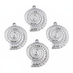 Нержавеющая Сталь Цвет 304 подвески из нержавеющей стали, улитка очарование, цвет нержавеющей стали, 30x22.5x3 мм, отверстие : 1.9 мм