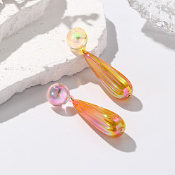 Сэнди Коричневый Серьги-гвоздики из смолы в форме капли, песчаный коричневый, 70x16 мм