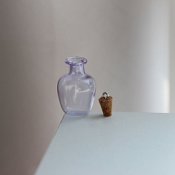 чертополох Стеклянные пустые подвески для бутылок желаний, с пробковыми пробками и петлями, чертополох, 20x27 мм