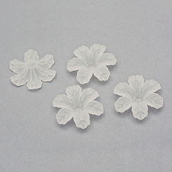 Creamy White Transparent Acrylic Beads, Frosted, Flower, Creamy White, 32.5x29.5x8.5mm, Hole: 1.5mm, about 292pcs/500g