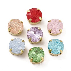 Золотой Шить на горный хрусталь, многожильные звенья из стекла, хрусталя и стразов, с настройками латуни, аксессуары для одежды, граненые, плоско-круглые, золотые, 10x10x7 мм, отверстие : 1 мм