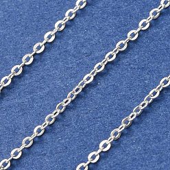 Silver 304 Stainless Steel Cable Chains, Soldered, with Spool, Silver, 1.5x1.2x0.1mm