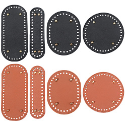 Mixed Color 8Pcs 8 Colors Imitation Leather Bag Bottoms, Oval and Round, for DIY Crochet Bag Making, Golden, Mixed Color, 147~220x52~150x10mm, Hole: 4.8~5mm, 1pc/style