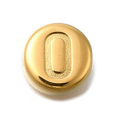 Золотой Вакуумное покрытие pvd 201 шарики из нержавеющей стали, плоские круглые с номером 0, золотые, 7x3.5 мм, отверстие : 1.5 мм