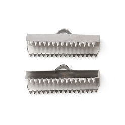 Нержавеющая Сталь Цвет 304 концы обжимные ленты нержавеющие, прямоугольные, цвет нержавеющей стали, 10x25 мм, отверстие : 5x2 мм