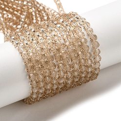 Цвет Древесины Прозрачные стеклянные бусины, граненый (32 граней), круглые, деревесиные, 4 мм, отверстие : 0.7 мм, около 87~93 шт / нитка, 32~33 см