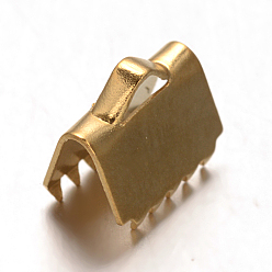Doré  Placage ionique (ip) 304 extrémités de sertissage de ruban en acier inoxydable, or, 7.5x8mm, Trou: 2x1.5mm