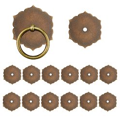 Античная Бронза 6шт. латунные шайбы для ручек, цветок, фурнитура для мебели аксессуары, античная бронза, 60x52x1 мм