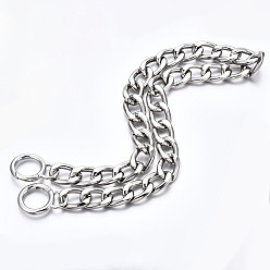 Платина Ремни цепочки для сумок, алюминиевые цепи бордюрных звеньев, с пружинным кольцом из сплава, для аксессуаров для замены сумок, платина, 660x19 мм