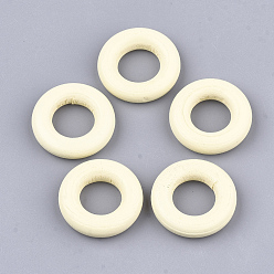 Light Yellow Painted Wooden Linking Rings, Ring, Light Yellow, 20x5mm, Hole: 10mm