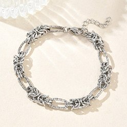 Нержавеющая Сталь Цвет Унисекс 304 браслеты из нержавеющей стали в византийском стиле, цвет нержавеющей стали, 6.69 дюйм (17 см)