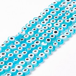 Темно-Голубой Ручной сглаза бусины бисер нитей, сердце, глубокое синее небо, 5x6x2 мм, отверстие : 1 мм, около 63~67 шт / нитка, 12.60~12.99 дюйм (32~33 см)