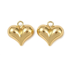 Настоящее золото 18K Латунные подвески, сердце прелести, долговечный, без кадмия и без свинца, стойки покрытие, реальный 18 k позолоченный, 19x20x10 мм, отверстие : 3 мм
