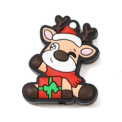 Олень Силиконовые бусины, фокусные бусы, Новогодняя тема, красочный, олень, 30x25x8 мм, отверстие : 3 мм