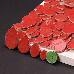 Малиновый Мозаичная плитка из фарфора в форме листа, для поделок из мозаики своими руками, рамки для картин и многое другое, малиновый, 23~52x14~32x4 мм, о 25~40 шт / комплект