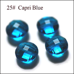 Озёрно--синий Имитация Австрийские кристаллические шарики, класс AAA, граненые, плоско-круглые, Плут синий, 9.5x5 мм, отверстие : 0.9~1 мм