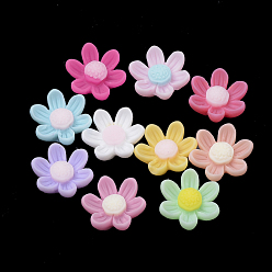 Mixed Color Opaque Resin Cabochons, Flower, Mixed Color, 15x13.5x6mm