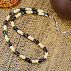 Кокосово-Коричневый Богемные бусы-хейши из кокосового ореха, дерева и сплавов для мужчин., платина, кокосового коричневый, 17.72 дюйм (45 см)