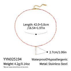 Column Ожерелья с подвесками из пластикового жемчуга с круглыми бусинами в морском стиле с цепочками из нержавеющей стали для женщин, реальный 304 k позолоченный, кремово-белые, колонка, 18 дюйм (16.54 см)