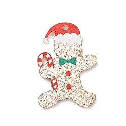 Gingerbread Man Акриловые подвески с рождественским принтом, Колобок, 34.5x24x2.5 мм, отверстие : 1.8 мм