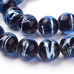 Королевский синий Серебряная фольга из фольги, круглые, королевский синий, 12 мм, отверстие : 2 мм, 30 шт / нитка, 13.58 дюйм