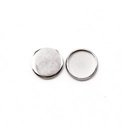 Stainless Steel Color 304 Stainless Steel Cabochon Settings, Flat Round, Stainless Steel Color, Tray: 10mm, 12x1.8mm