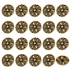 Античная Бронза 20шт. шт. пуговицы из сплава, цветок, 1-луночное, античная бронза, 24.5x8.5 мм, отверстие : 2 мм