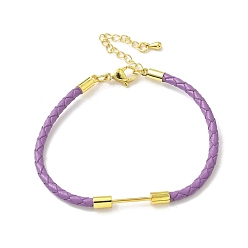 Средняя Орхидея 3Изготовление браслета из плетеного круглого шнура из искусственной кожи диаметром ⅜ мм, с 304 карабинами из нержавеющей стали и латунной планкой с бусинами, золотые, стойки покрытие, долговечный, средне орхидеи, 7-1/8 дюйм (18.2 см)