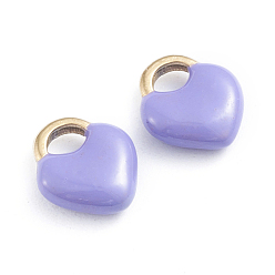 Лиловый Ионное покрытие (ip) 304 брелоки из нержавеющей стали, эмалированные блестки, запирать, золотые, сирень, 11x9.5x3.5 мм, отверстие : 3.5x2.5 мм