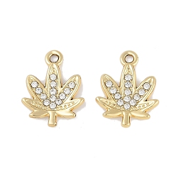 Золотой Подвески из сплава и страза, лист, золотые, 18x14x2.5 мм, отверстие : 2 мм