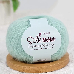 Бледно-бирюзовый Пряжа мохер, нитки для ручного вязания, для детского свитера, шарфа, ткани, рукоделия, ремесла, бледные бирюзовая, 1~2 мм, около 323.71 ярдов (296 м) / моток
