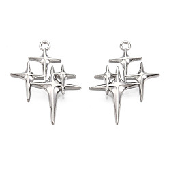 Платина Стойки подвески обшивки сплава, без кадмия и без свинца, звезда, платина, 29.5x23x3.2 мм, отверстие : 1.8 мм