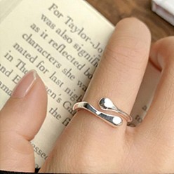 Teardrop Латунные манжеты открытые кольца для женщин, платина, слеза, 15~20 мм