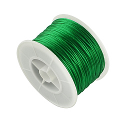 Green Round Nylon Thread, Rattail Satin Cord, for Chinese Knot Making, Green, 1mm, 100yards/roll