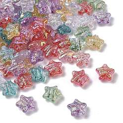 (52) Непрозрачная лаванда Уф-покрытие прозрачные акриловые бусины, звезда, радужный, разноцветные, 18x19x10 мм, отверстие : 2 мм, Около 355 шт / 500 г