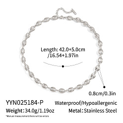 Нержавеющая Сталь Цвет Европейские 8мм 304 ожерелья из нержавеющей стали в виде кофейных зерен для женщин, не тускнеет, цвет нержавеющей стали, 16.54 дюйм (42 см)