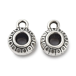 Antique Silver Tibetan Style Alloy Tube Bails, Loop Bails, Cadmium Free & Lead Free, Flat Round, Antique Silver, 12x9x5mm, Hole: 1.4mm, Inner Diameter: 3.3mm,  about 769pcs/1000g