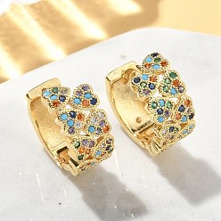 Разноцветный Серьги-кольца в форме сердца из латуни с микропаве из кубического циркония, без свинца и без кадмия, долговечный, реальный 18 k позолоченный, красочный, 16x8 мм