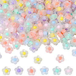 (52) Непрозрачная лаванда 300 шт прозрачные акриловые бусины, матовые, бусина в бусине, цветок, разноцветные, 12x12.5x6 мм, отверстие : 2.5 мм