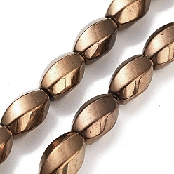 с Покрытием Меди Синтетических немагнитных гематит бисер нитей, долговечный, твист, с медным покрытием, 12~12.5x8~8.5 мм, отверстие : 1.2 мм, около 32 шт / нитка, 16.14'' (41 см)