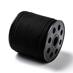 Black Eco-Friendly Faux Suede Cord, Faux Suede Lace Suede String for DIY Jewelry Making, Black, 3.0x1.4mm, about 98.42 yards(90m)/roll