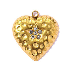 Настоящее золото 18K День святого Валентина 304 подвески из нержавеющей стали, сердце прелести, ионное покрытие (ip), со стразами, реальный 18 k позолоченный, 20x19 мм, отверстие : 1.9 мм