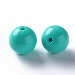Mixed Color Opaque Acrylic Beads, Round, Mixed Color, 20x19mm, Hole: 3mm, about 111pcs/500g