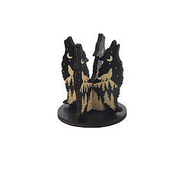 Wolf Wood Crystal Ball Display Holders Stand, Wolf, 75x80mm