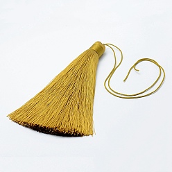 Goldenrod Nylon Tassel Big Pendants, Ice Silk Tassel, Goldenrod, 123x12mm
