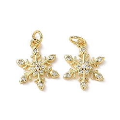 Настоящее золото 18K Латунные микро проложить кубического циркония подвески, снежинка, с целью перехода в кольце, реальный 18 k позолоченный, 16.5x12.5x2.5 мм, отверстие : 3.5 мм