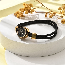 Козерог Созвездие нейлоновые шнуры многорядные браслеты, двойная цепочка ювелирные изделия для женщин и мужчин, с золотой латунной фурнитурой и эмалевым шармом, чёрные, Козерог, 8 дюйм (20.3 см)