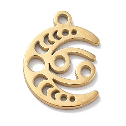 Лео Настоящее 18к позолота 304 подвески из нержавеющей стали, лазерная резка, фаза луны с созвездием талисман, Лев, 13x9.5x1 мм, отверстие : 1.2 мм