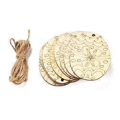 Цветок Кулоны в форме пасхального яйца своими руками, с пеньковой веревки, цветочным узором, 74~84x58~68x2~2.5, отверстие : 2.5~3 мм, 10 шт / пакет